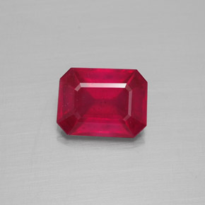 1.72캐럿 천연 핑크 레드 루비, 에메랄드 컷, 7.7×5.8 mm, VS-SI