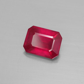 1.72캐럿 천연 핑크 레드 루비, 에메랄드 컷, 7.7×5.8 mm, VS-SI