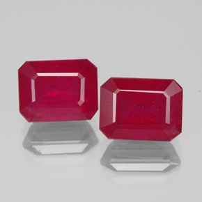 캐럿 천연 핑크 레드 루비 보석, 에메랄드 컷, 8.1×6.1 mm, VS-SI