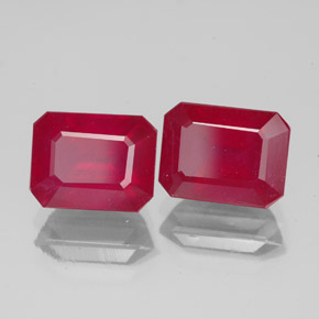 캐럿 천연 핑크 레드 루비 보석, 에메랄드 컷, 8.1×6.1 mm, VS-SI