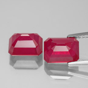 캐럿 천연 핑크 레드 루비 보석, 에메랄드 컷, 8.1×6.1 mm, VS-SI