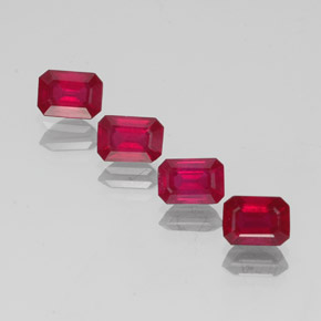 캐럿 천연 핑크 레드 루비 보석, 에메랄드 컷, 6.8×4.9 mm, VS-SI
