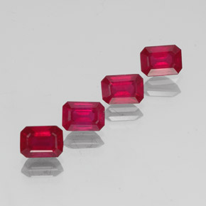캐럿 천연 핑크 레드 루비 보석, 에메랄드 컷, 6.8×4.9 mm, VS-SI