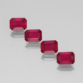 캐럿 천연 핑크 레드 루비 보석, 에메랄드 컷, 6.9×5.2 mm, VS-SI
