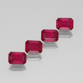 캐럿 천연 핑크 레드 루비 보석, 에메랄드 컷, 6.9×5.2 mm, VS-SI