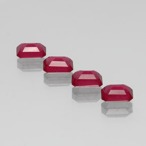 캐럿 천연 핑크 레드 루비 보석, 에메랄드 컷, 6.9×5.2 mm, VS-SI
