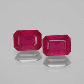 캐럿 천연 핑크 레드 루비 보석, 에메랄드 컷, 7.1×5.1 mm, VS-SI