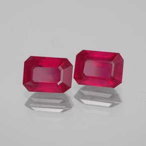 캐럿 천연 핑크 레드 루비 보석, 에메랄드 컷, 7.1×5.1 mm, VS-SI