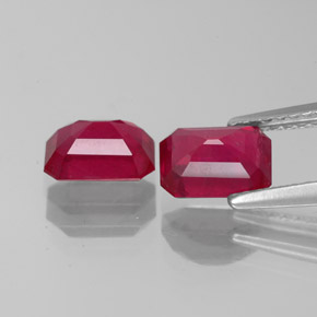 캐럿 천연 핑크 레드 루비 보석, 에메랄드 컷, 7.1×5.1 mm, VS-SI