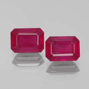 캐럿 천연 핑크 레드 루비 보석, 에메랄드 컷, 6.9×5.1 mm, VS-SI
