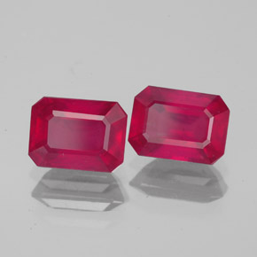 캐럿 천연 핑크 레드 루비 보석, 에메랄드 컷, 6.9×5.1 mm, VS-SI