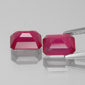 캐럿 천연 핑크 레드 루비 보석, 에메랄드 컷, 6.9×5.1 mm, VS-SI