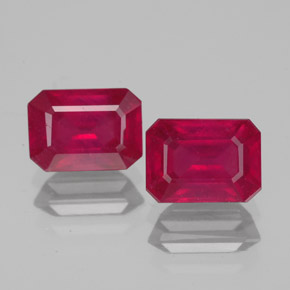 캐럿 천연 핑크 레드 루비 보석, 에메랄드 컷, 7.1×5.2 mm, VS-SI