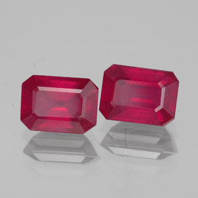 캐럿 천연 핑크 레드 루비 보석, 에메랄드 컷, 7.1×5.2 mm, VS-SI