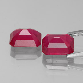 캐럿 천연 핑크 레드 루비 보석, 에메랄드 컷, 7.1×5.2 mm, VS-SI