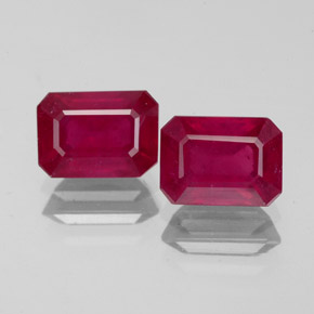 캐럿 천연 핑크 레드 루비 보석, 에메랄드 컷, 7.2×5.1 mm, VS-SI