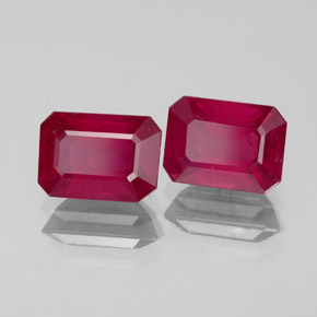 캐럿 천연 핑크 레드 루비 보석, 에메랄드 컷, 7.2×5.1 mm, VS-SI