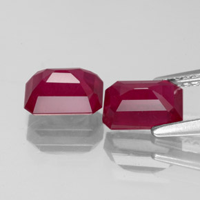 캐럿 천연 핑크 레드 루비 보석, 에메랄드 컷, 7.2×5.1 mm, VS-SI