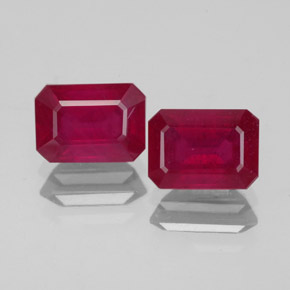 캐럿 천연 핑크 레드 루비 보석, 에메랄드 컷, 7.1×5.1 mm, VS-SI