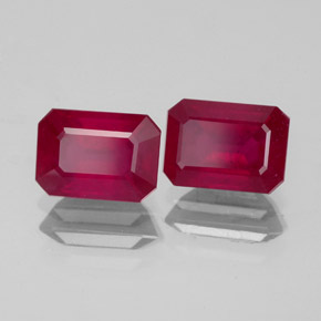 캐럿 천연 핑크 레드 루비 보석, 에메랄드 컷, 7.1×5.1 mm, VS-SI