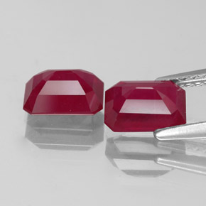 캐럿 천연 핑크 레드 루비 보석, 에메랄드 컷, 7.1×5.1 mm, VS-SI