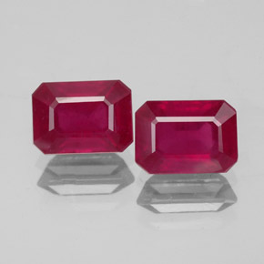 캐럿 천연 핑크 레드 루비 보석, 에메랄드 컷, 7×5.1 mm, VS-SI