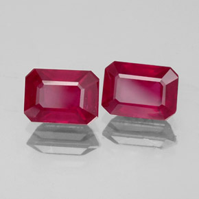 캐럿 천연 핑크 레드 루비 보석, 에메랄드 컷, 7×5.1 mm, VS-SI