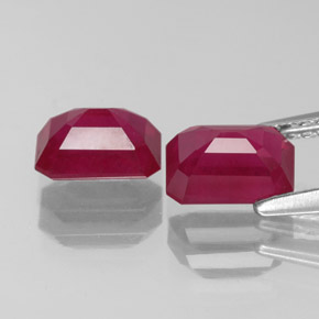 캐럿 천연 핑크 레드 루비 보석, 에메랄드 컷, 7×5.1 mm, VS-SI