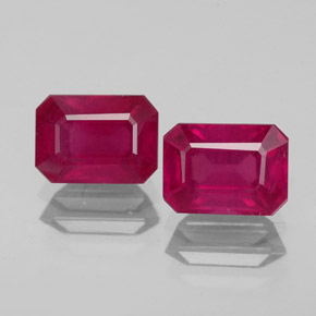 캐럿 천연 핑크 레드 루비 보석, 에메랄드 컷, 7.1×5.1 mm, VS-SI