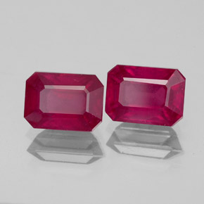 캐럿 천연 핑크 레드 루비 보석, 에메랄드 컷, 7.1×5.1 mm, VS-SI
