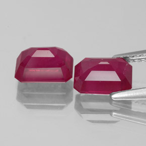 캐럿 천연 핑크 레드 루비 보석, 에메랄드 컷, 7.1×5.1 mm, VS-SI