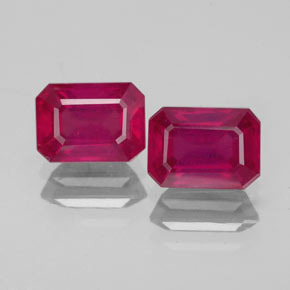 캐럿 천연 핑크 레드 루비 보석, 에메랄드 컷, 7×5.1 mm, VS-SI