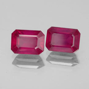 캐럿 천연 핑크 레드 루비 보석, 에메랄드 컷, 7×5.1 mm, VS-SI