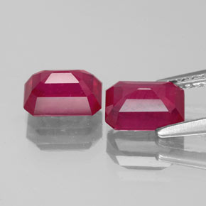 캐럿 천연 핑크 레드 루비 보석, 에메랄드 컷, 7×5.1 mm, VS-SI