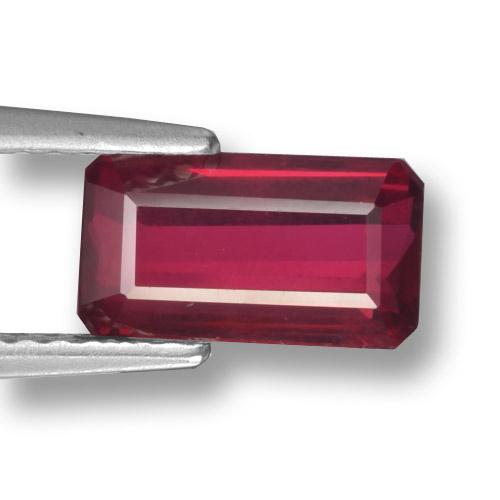 1.71캐럿 천연 핑크빛 레드 루비, 에메랄드 컷, 8.8×4.9 mm, VS-SI