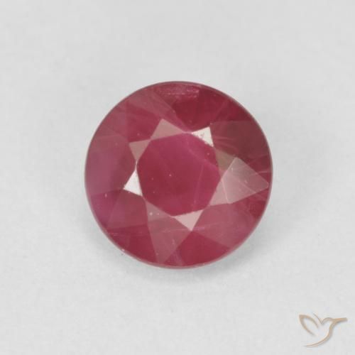 0.76ct 자연스러운 분홍빛이 도는 빨강 루비, 둥근, VS-SI