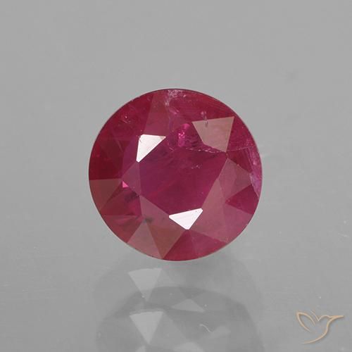 0.98ct 자연스러운 분홍빛이 도는 빨강 루비, 둥근, VS-SI