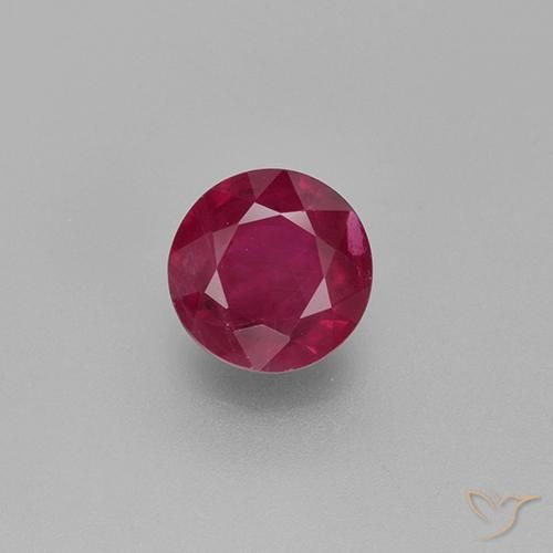 0.82ct 자연스러운 분홍빛이 도는 빨강 루비, 둥근, VS-SI