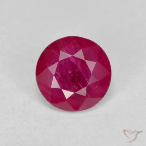0.74ct 자연스러운 분홍빛이 도는 빨강 루비, 둥근, VS-SI