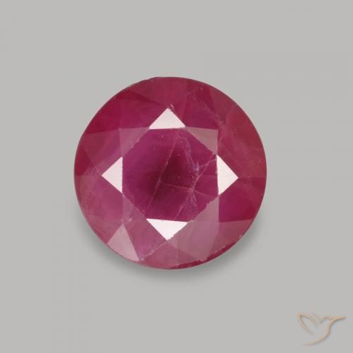 1.10ct 자연스러운 미디엄 레드 루비, 둥근, VS-SI