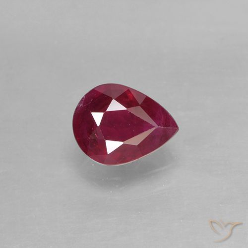 0.42ct 자연스러운 딥 레드 루비, 배 모양, VS-SI