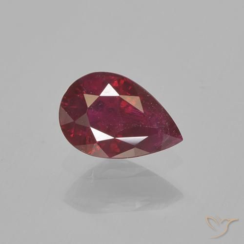 0.52캐럿 천연 미디엄 레드 루비, 배 모양, 6.1×4.1 mm, VS-SI