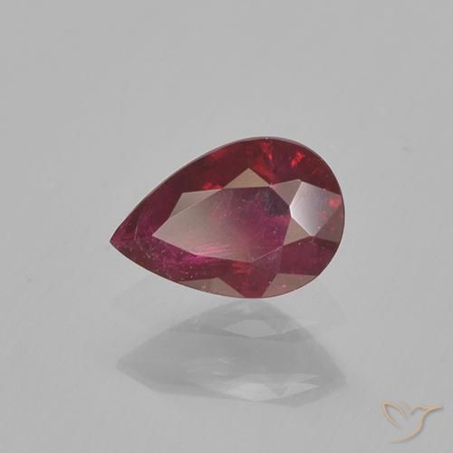 0.52캐럿 천연 미디엄 레드 루비, 배 모양, 6.1×4.1 mm, VS-SI