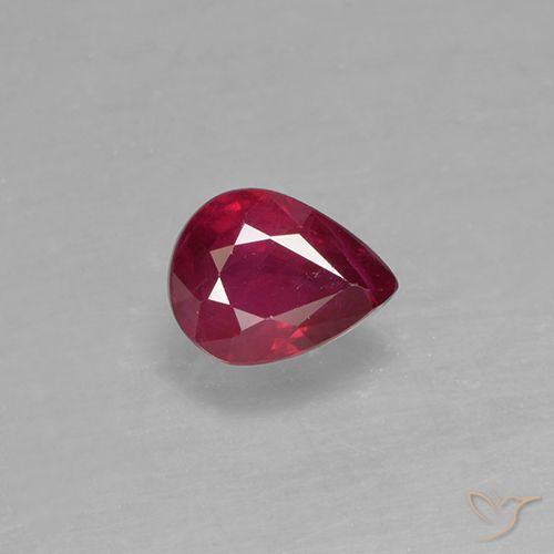 0.38ct 자연스러운 딥 레드 루비, 배 모양, VS-SI