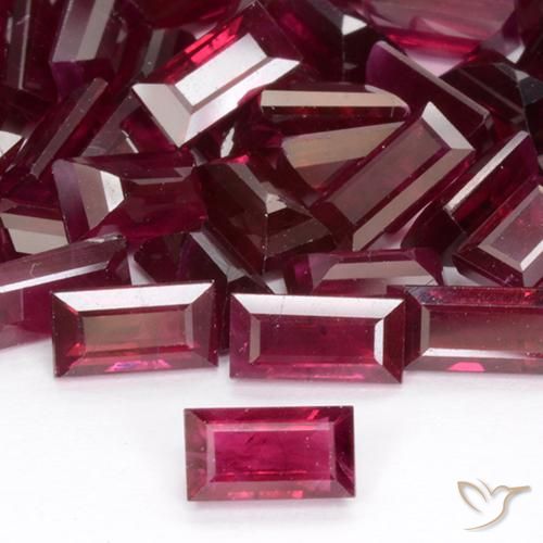 0.32ct 자연스러운 딥 레드 루비, 바게트, VS-SI