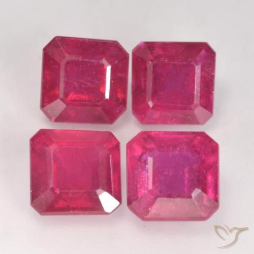 1.60ct 자연스러운 라이트 레드 루비, 에메랄드 컷, VS-SI