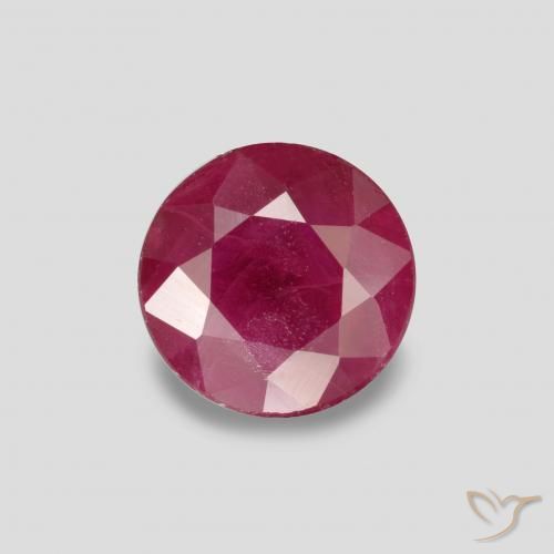 0.90ct 자연스러운 분홍빛이 도는 빨강 루비, 둥근, VS-SI