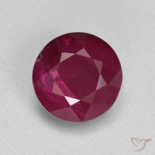 0.94ct 자연스러운 미디엄 레드 루비, 둥근, SI
