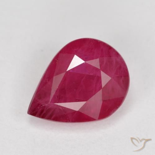 1.04ct 자연스러운 미디엄 레드 루비, 배 모양, VS-SI