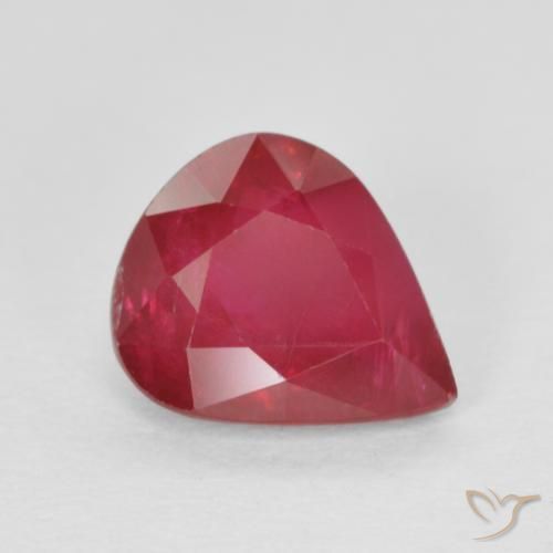 1.19ct 자연스러운 딥 레드 핑크 루비, 배 모양, VS-SI